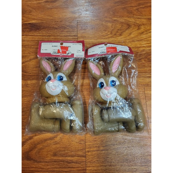 Fibre Craft Other - Fibre Craft Brown BUNNY HEAD & PAWS #6908 Easter Rabbit Vtg NOS  5.5" Lot of 2